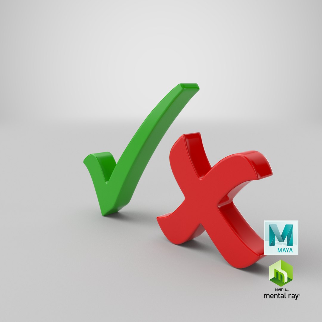 3D check mark cross https://p.turbosquid.com/ts-thumb/mZ/NwPO8A/CJAsXhwa/stemcell_maya_mental_ray_render/png/1608296828/1920x1080/fit_q87/e524567d0b0c96de89e295cc177fefeb5c5209f5/stemcell_maya_mental_ray_render.jpg