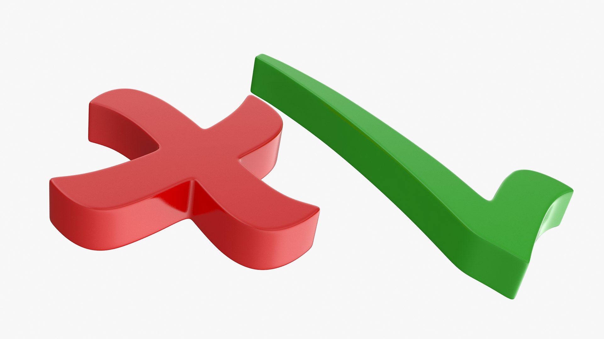 3D check mark cross https://p.turbosquid.com/ts-thumb/mZ/NwPO8A/xvt2zzwY/09/jpg/1604066550/1920x1080/fit_q87/8c8fbf1c11ab706701dfb173208ef2fa06963521/09.jpg