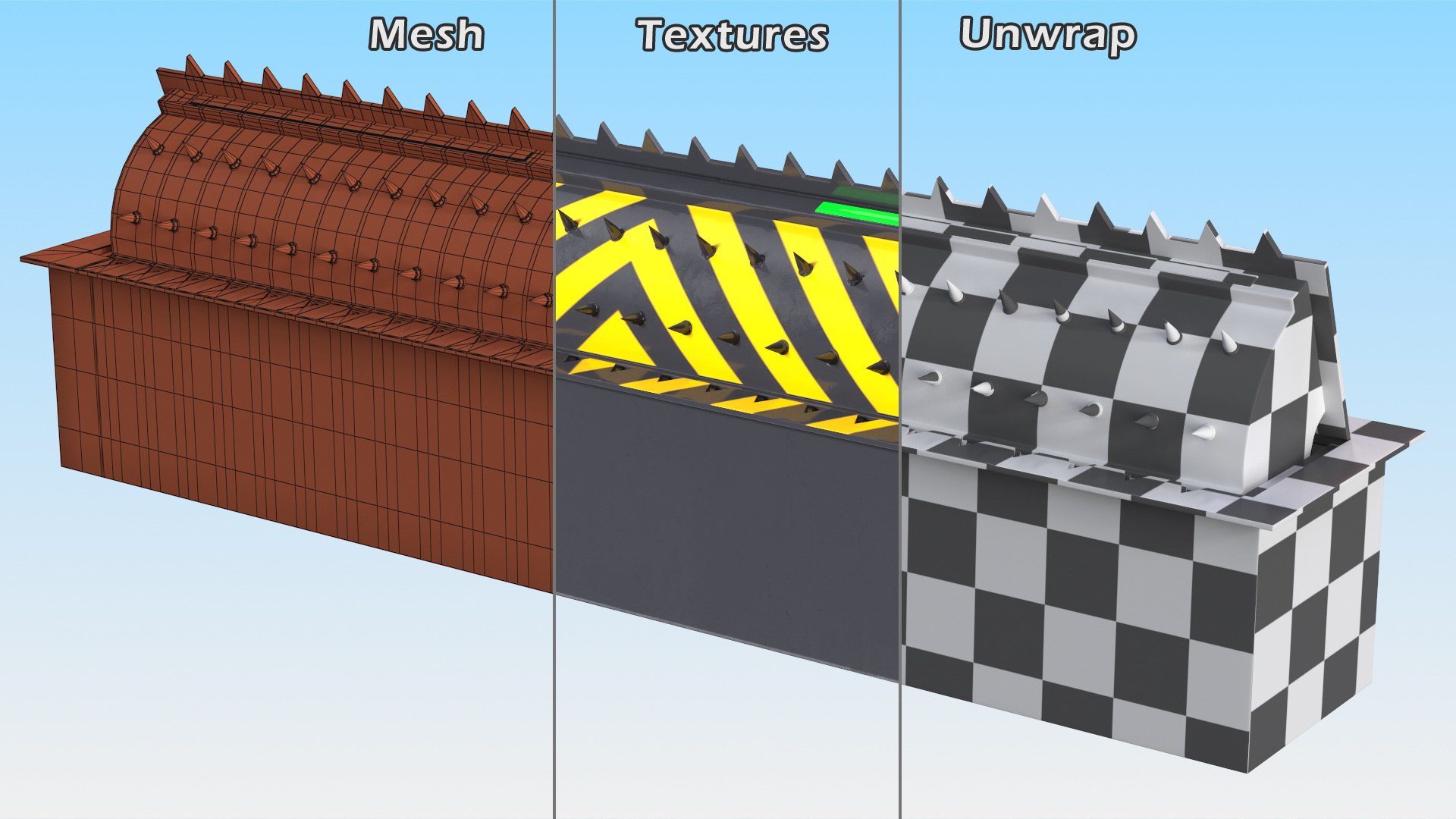 Road Barriers Collection 12 3D model https://p.turbosquid.com/ts-thumb/mZ/PQjnXo/dz/roadbarrierscollection123dmodel009/jpg/1642056013/1920x1080/fit_q87/3313bd01ffee5b8464b384446591c6f76f136e44/roadbarrierscollection123dmodel009.jpg
