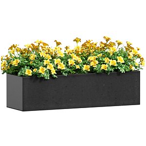 3D model Window box pot with yellow flowers Balcony container garden Hanging Flower Planter