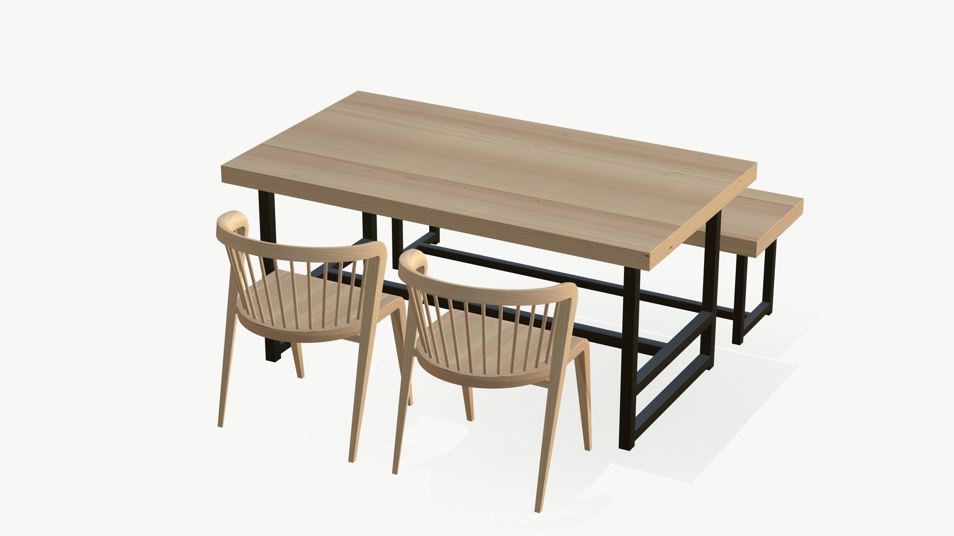 3D Wood Dining Table Chair - TurboSquid 1998868