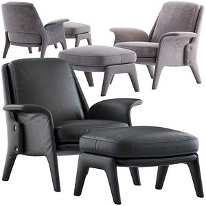 Minotti Glover Armchair with Ottoman 3D model