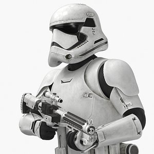 Dirty First Order Stormtrooper with Blaster Walking Pose 3D