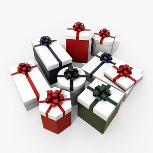 Gift Boxes - Signature Styles with Fixed Ribbon Rosette 3D model