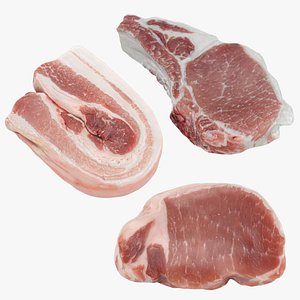 3D Raw Pork Steak Collection