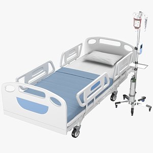Hospital Medical Bed With IV Stand