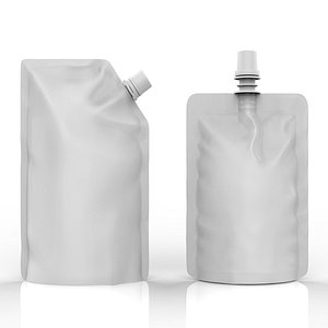3D model Blank Pouch Bag With Corner and Top Spout Lid Mock Up