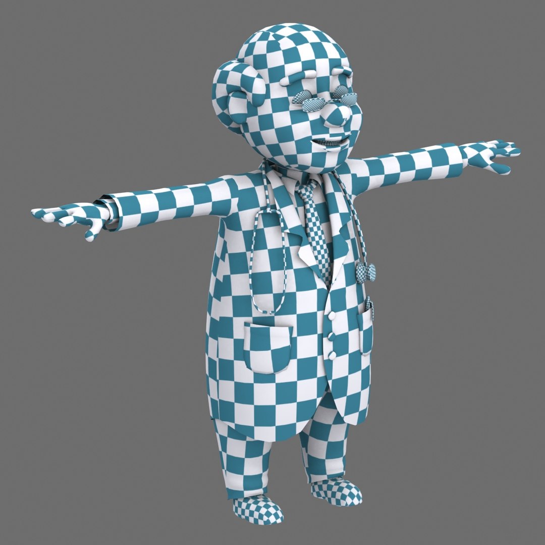 3d cartoon doctor old man model