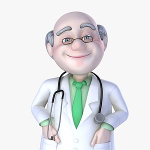 Rigged Cartoon Old Man Doctor