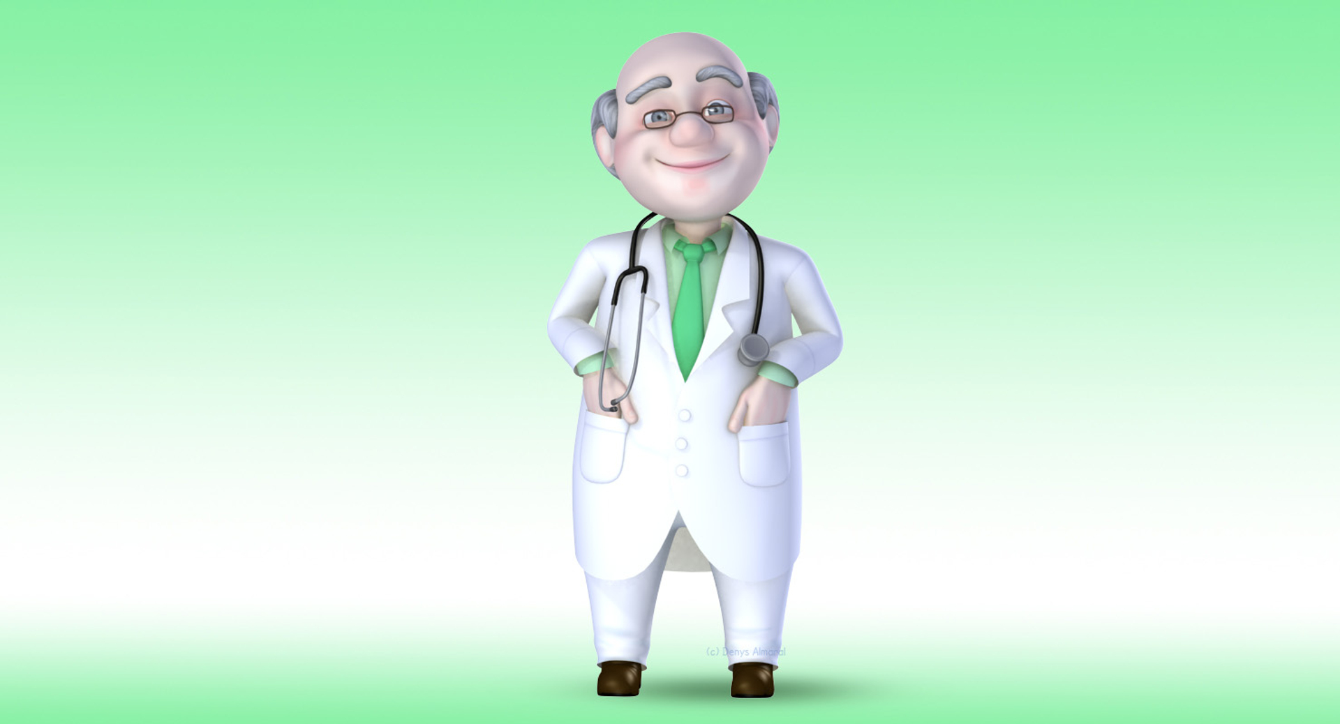 3d Cartoon Doctor Old Man Model