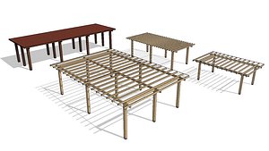 3D Fully Parametric Wooden Pergola