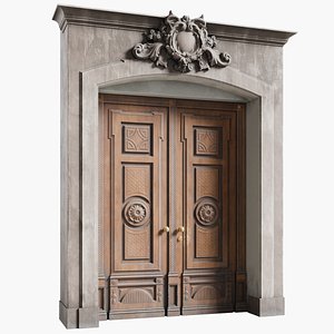 3D Exterior Entrance Front Door Old Wood model
