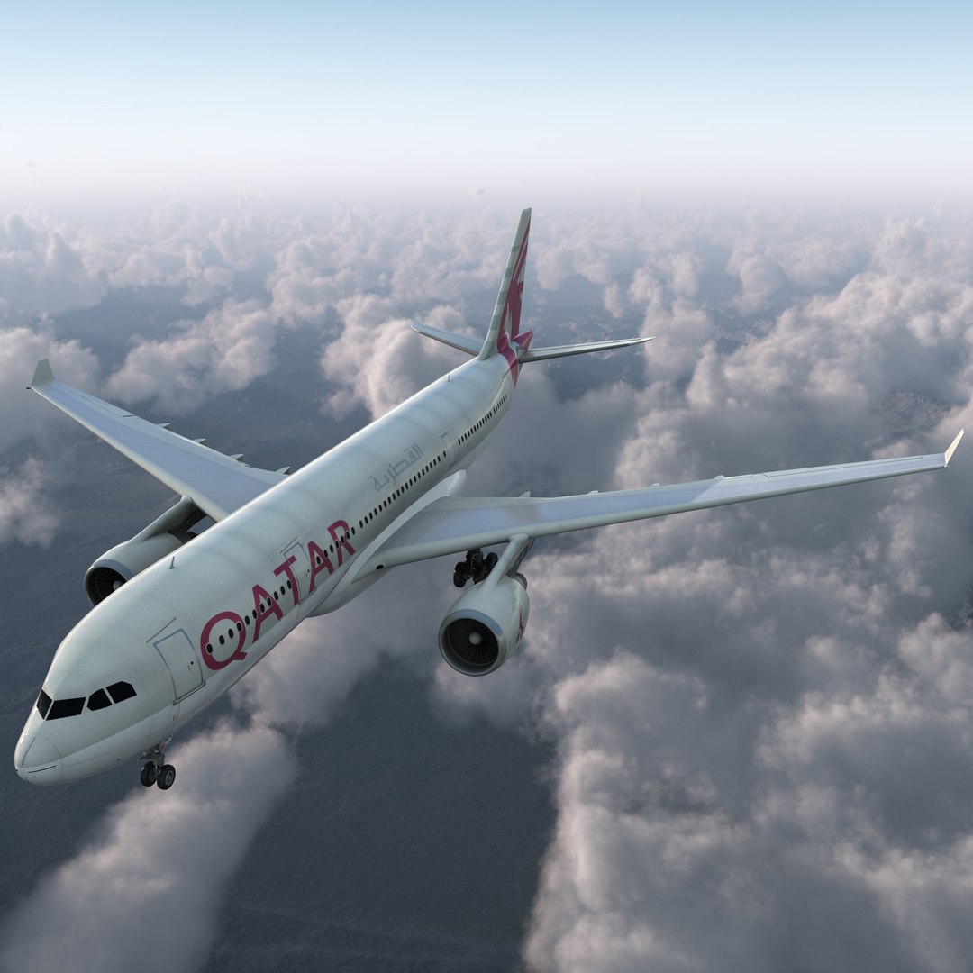 Jet Airliner Airbus A330-200 Qatar 3D model preview