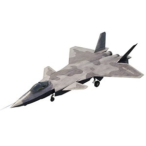 3D Chengdu J-20 Mighty Dragon lowpoly jet fighter model