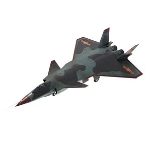 3D Chengdu J-20 Mighty Dragon lowpoly jet fighter model