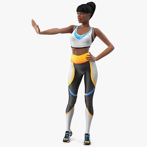 3D light skin fitness woman model