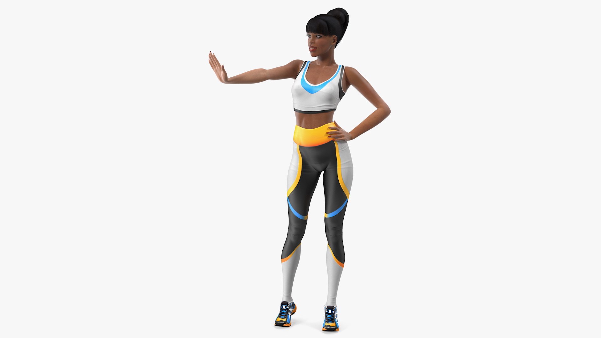 Light Skin Fitness Woman Standing Pose 3D model preview