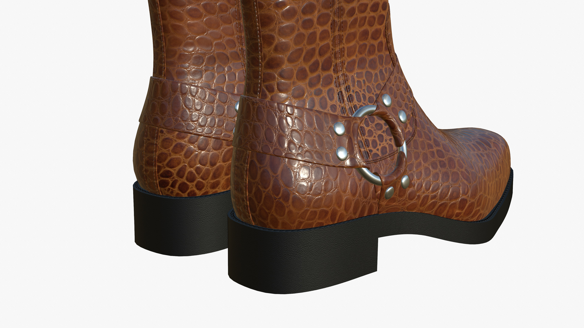 3D Leather Boots Crocodile Skin Brown - TurboSquid 1817243