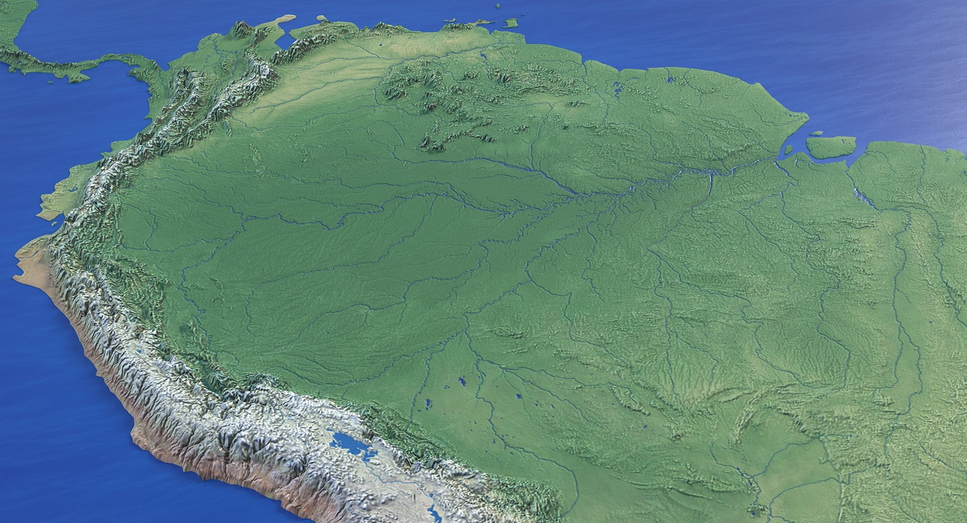 South America Topographic Map 3D - S America Colors0009