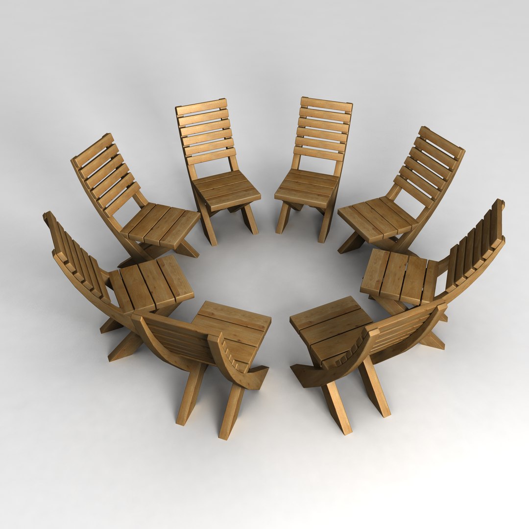 3d Model Of Octagon Patio Table Chairs