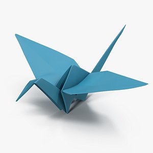 blue origami orizuru 3D
