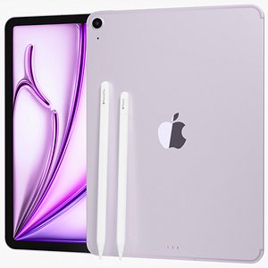 3D Apple iPad Air 11 2026 WiFi and Cellular with Pencils Purple