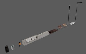 3D Street Furniture Pack Low-poly 3D model model