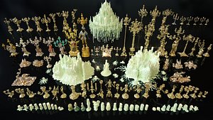 Ornate Candles CandleHolders and Wax Sculptures - 133 Models Set 3D