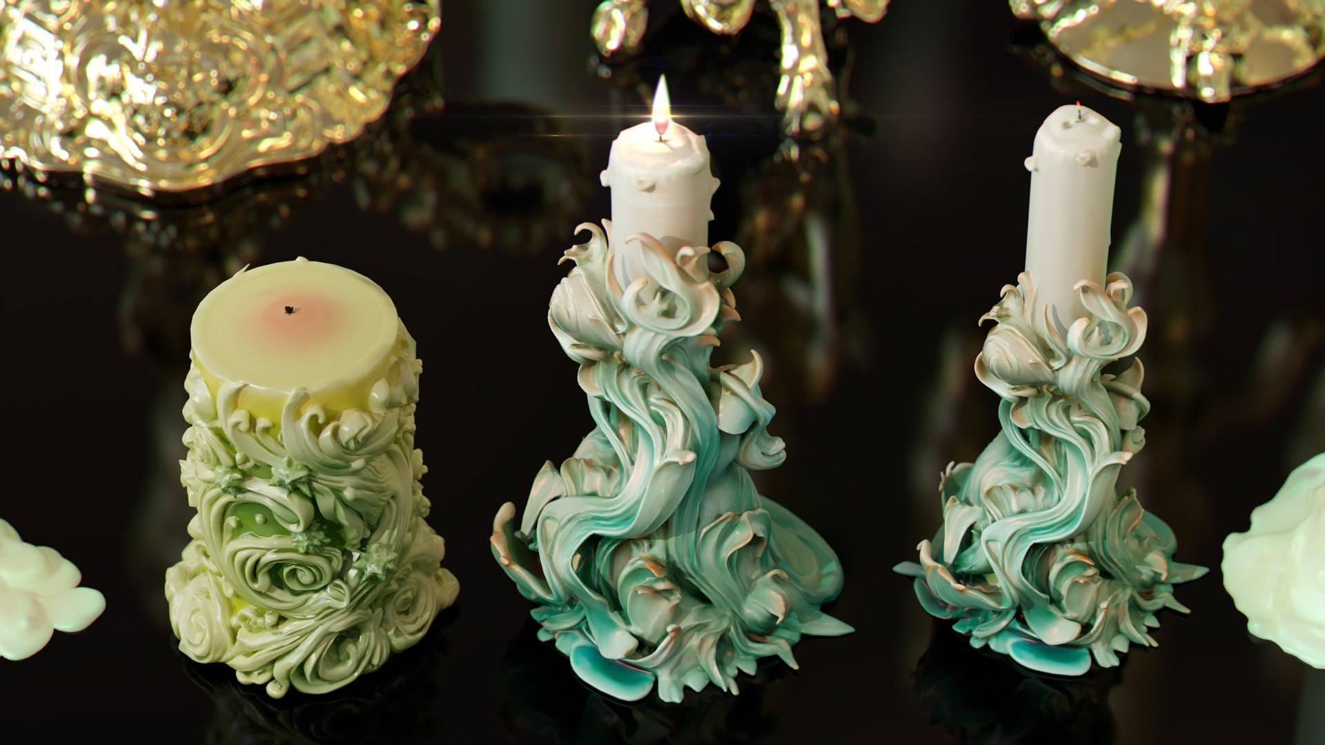 Ornate Candles CandleHolders and Wax Sculptures - 133 Models Set 3D https://p.turbosquid.com/ts-thumb/ma/u2WKF9/bE/040000000/jpg/1767293449/1920x1080/fit_q87/6e817be84409c40ccc93189aed187738f3ac75b9/040000000.jpg