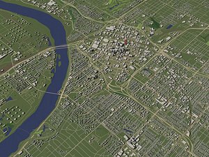Tulsa Oklahoma USA in 20 km x 20 km - city and urban