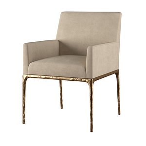 RH THADDEUS TRACK LEATHER DINING ARMCHAIR model