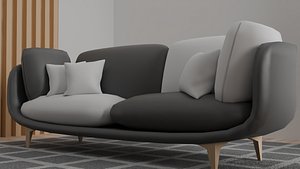 3D model minimalist leather sofa