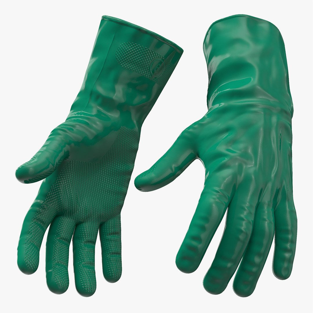 Rubber Safety Gloves 3D model preview