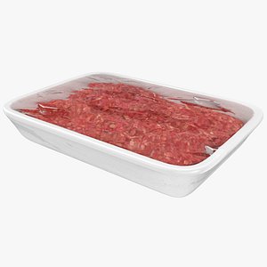 Wrapped Food Tray with Ground Meat 3D