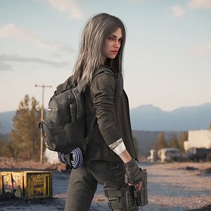 Young Female Tactical Agent Looking Back
