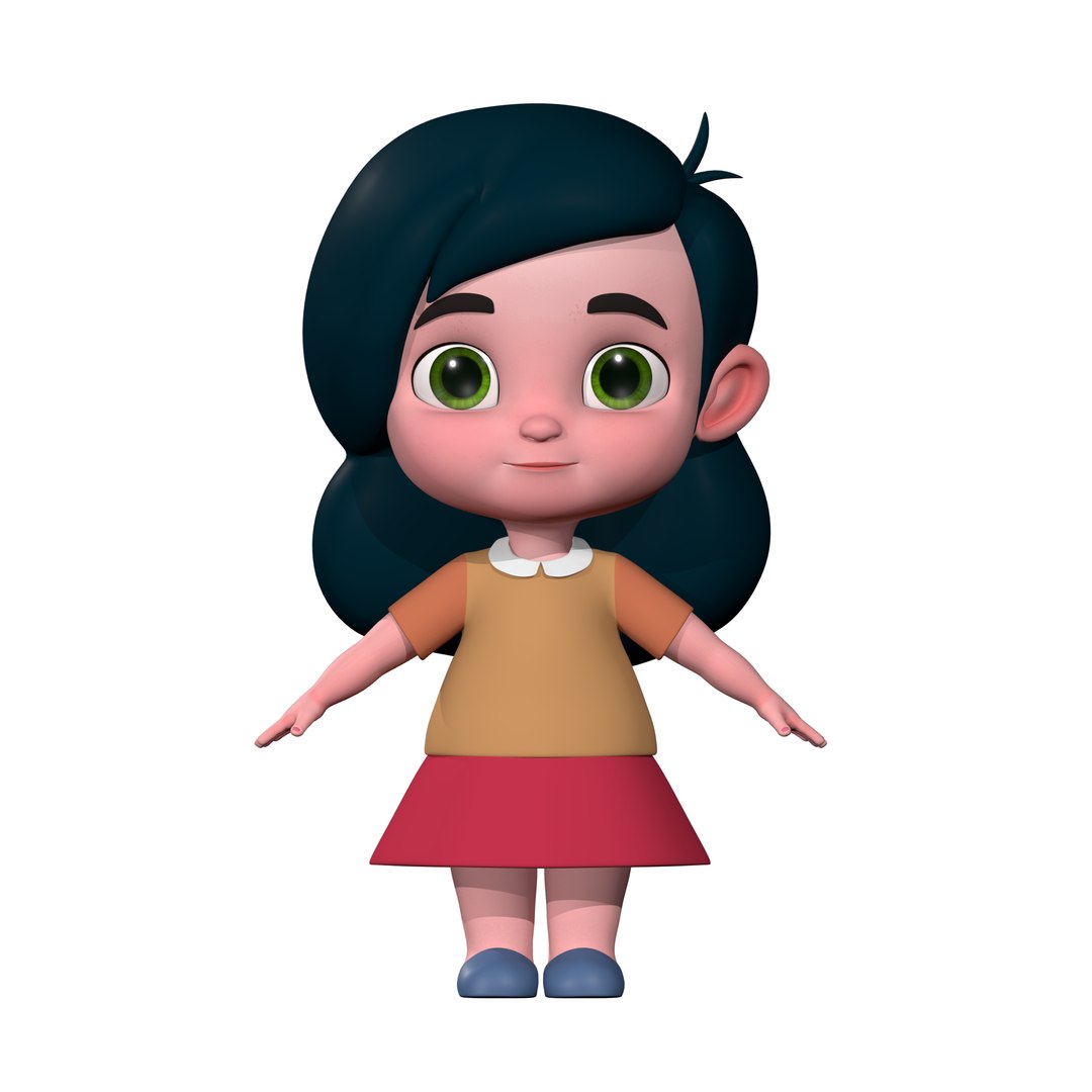 cute cartoon girl 3d characters