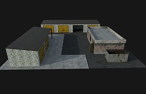 low-poly buildings 3D model