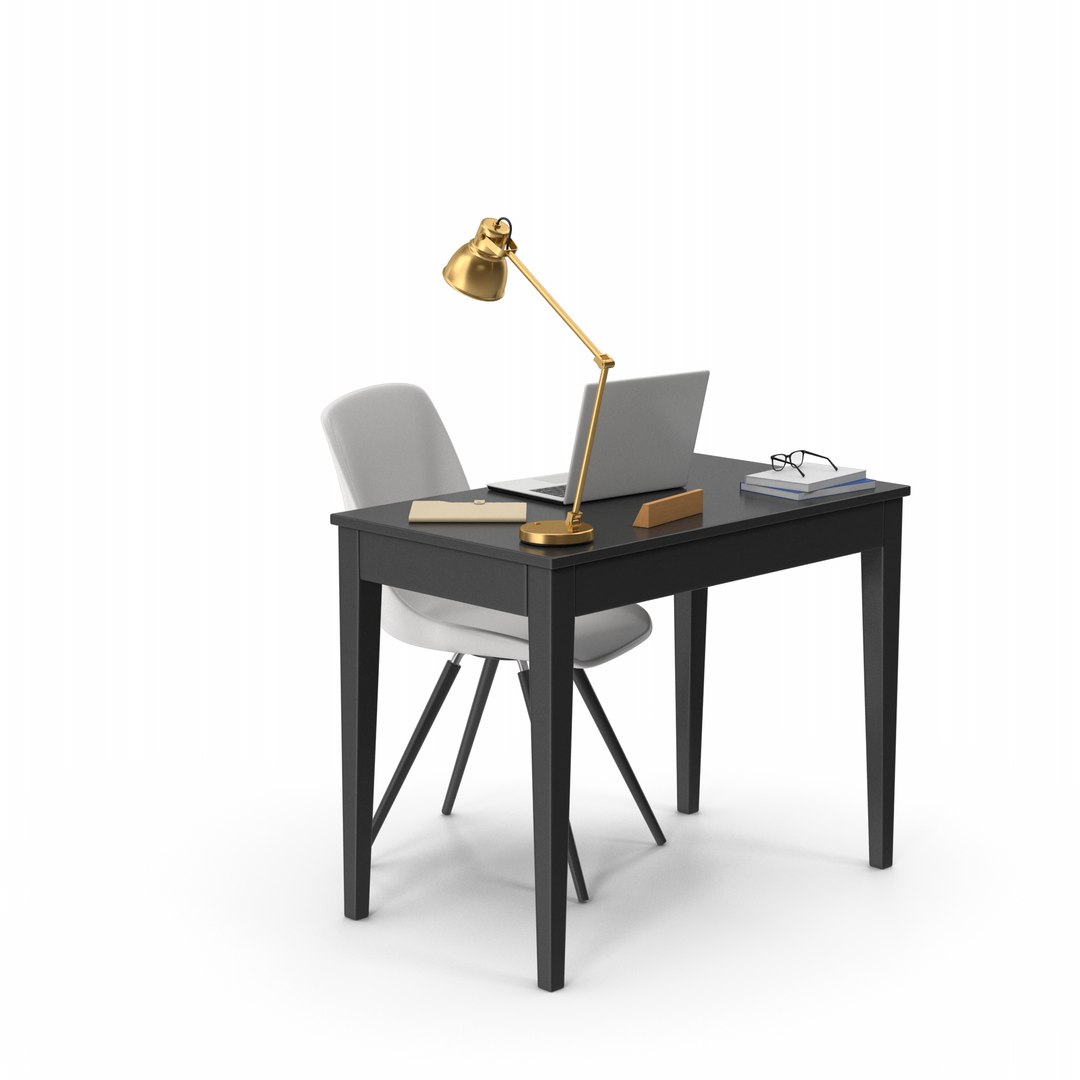 3D Black Desk Set TurboSquid 2145472