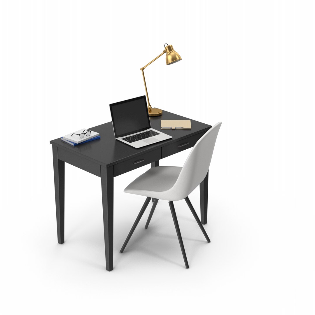 3D Black Desk Set TurboSquid 2145472