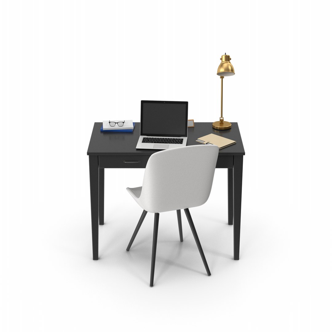 3D Black Desk Set TurboSquid 2145472