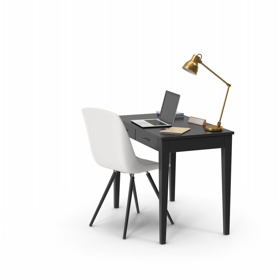 3D Black Desk Set TurboSquid 2145472