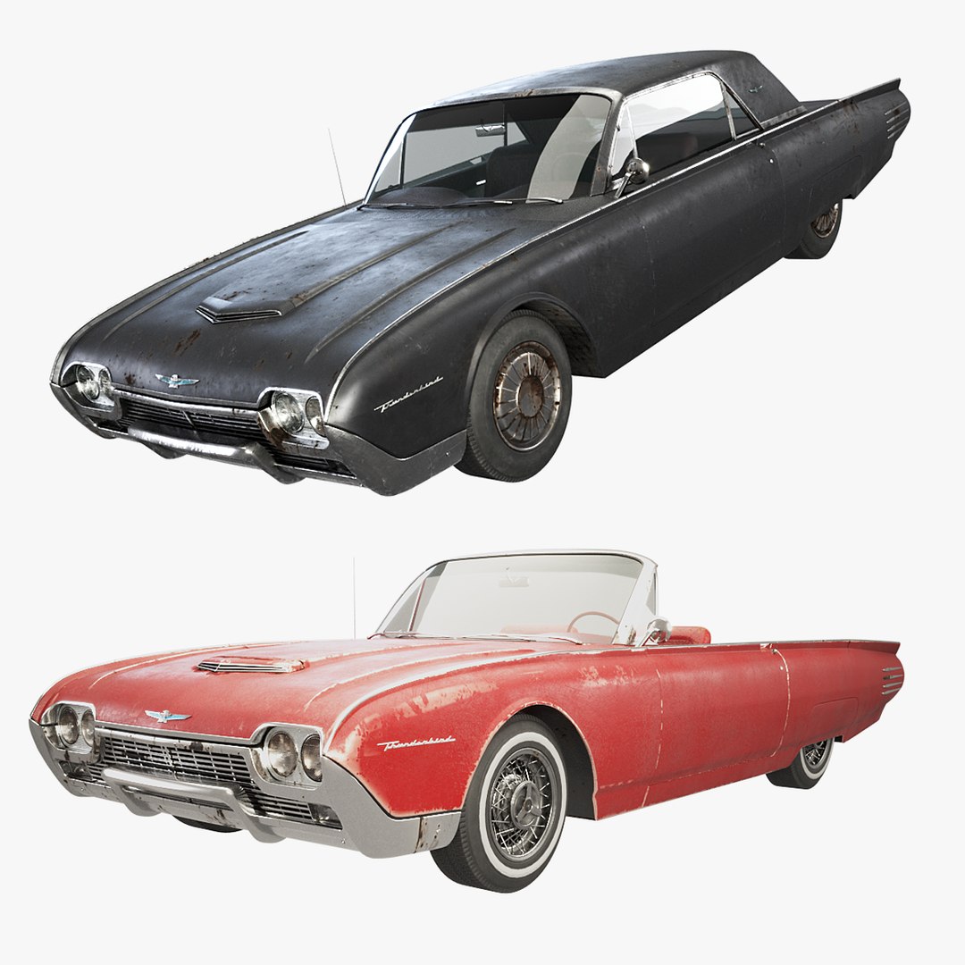 Ford Thunderbird 1961 Hardtop and Convertible Aged and Used Collection model https://p.turbosquid.com/ts-thumb/mc/3nlBEf/ei/tbird2/png/1740392854/1920x1080/fit_q87/e936ad3b62333e0310754347e30d3c8ad5fefc9d/tbird2.jpg