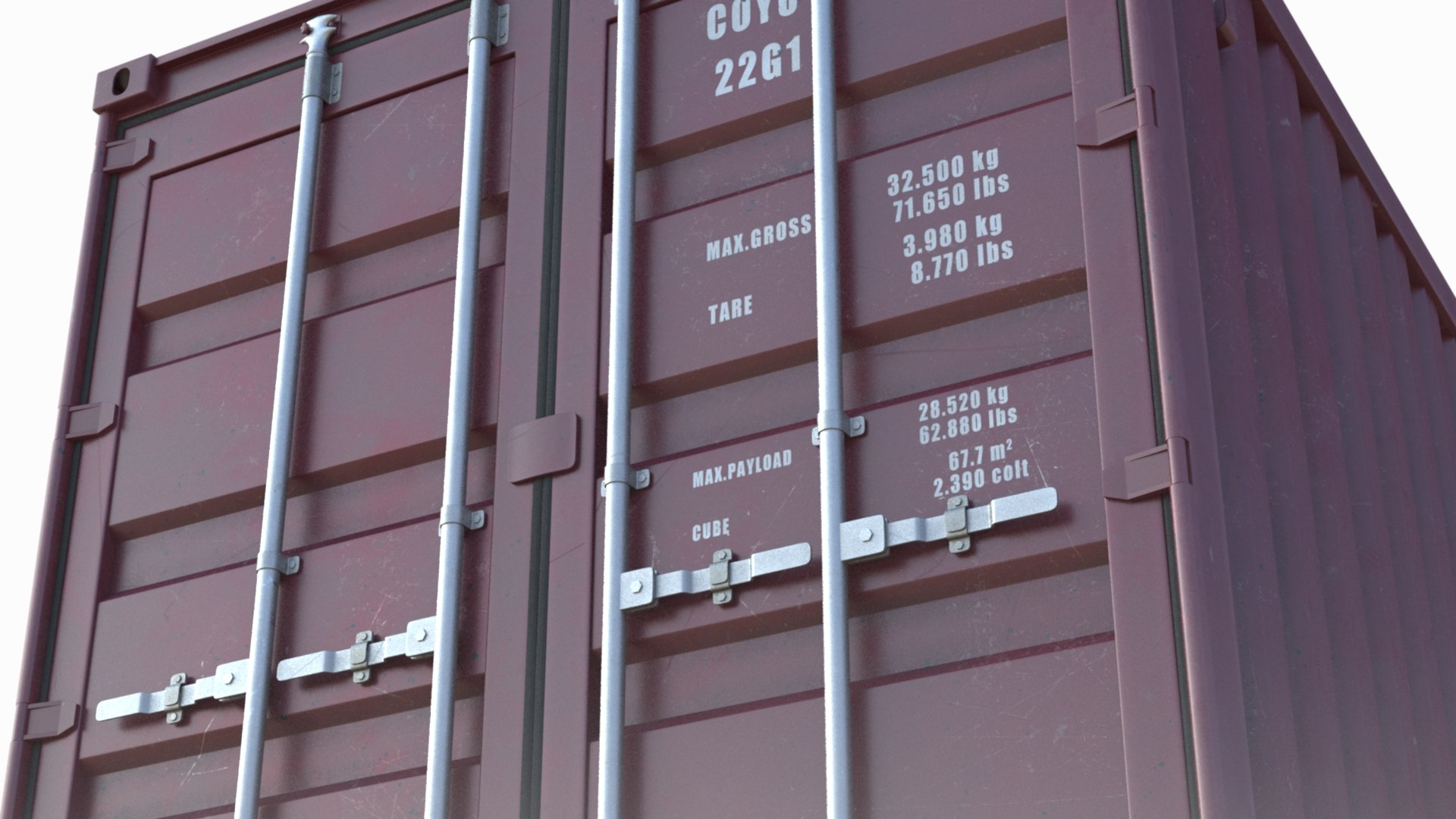 Cargo Container Red 20 Ft ISO High And Low Poly PBR LOD 3D Model ...