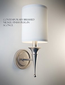 Contemporary Brushed Nickel Finish Plug-in Sconce