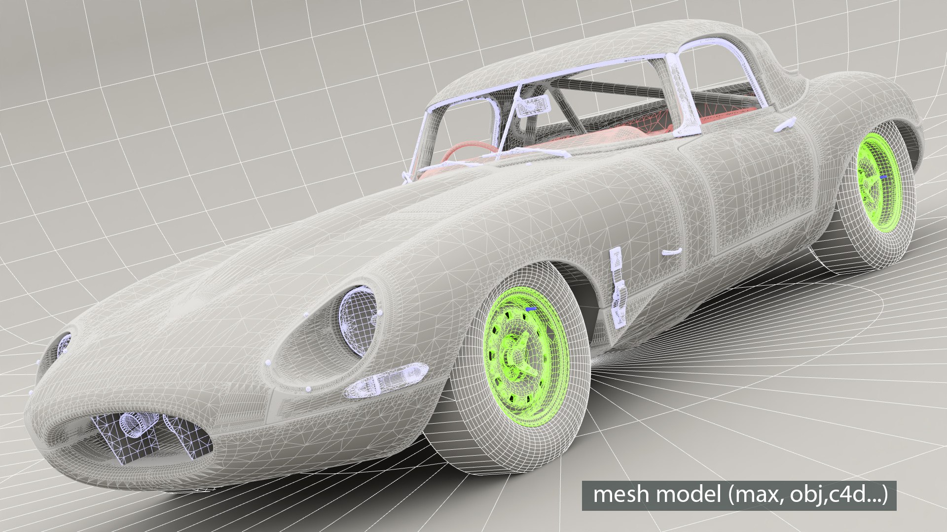 Jaguar E-Type Lightweight 1964 3D model https://p.turbosquid.com/ts-thumb/mc/QDAL15/4S/wire4/jpg/1661286507/1920x1080/fit_q87/39db913a3a96fc8a97a66e9a8f506c96b6124a6b/wire4.jpg