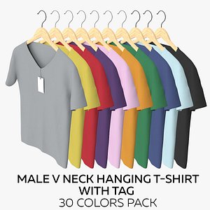 3D Male V Neck Hanging With Tag 30 Colors Pack