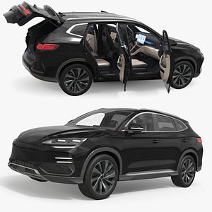 3D Panoramic Roof Electric SUV Black Rigged