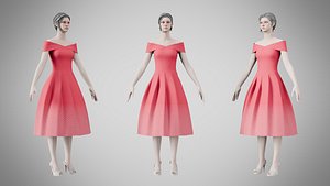 Dress 42 Cerise Red 3D model