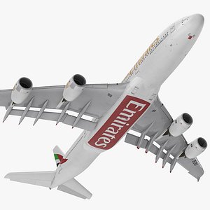 Airbus A380-1000 Emirates Rigged 3D Model