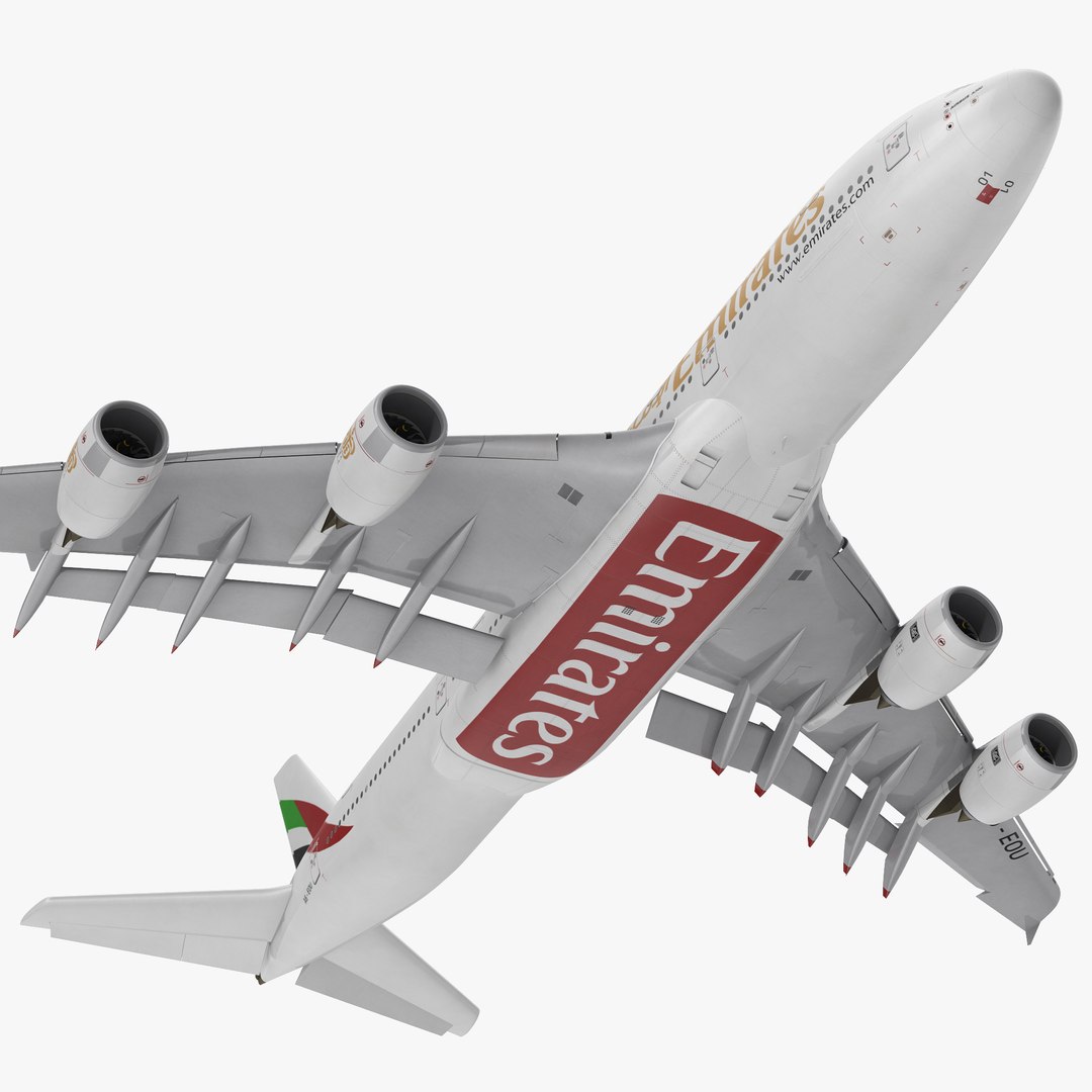 Airbus A380-1000 Emirates Rigged 3D Model 3D model preview